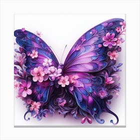 Butterfly With Flowers Canvas Print