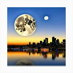 Full Moon Over Seattle Canvas Print