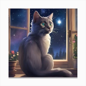 Starry Night Cat 1 Canvas Print