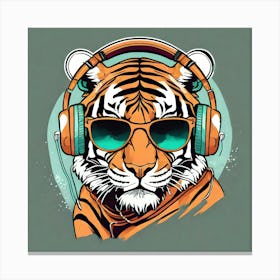 Tiger With Headphones 1 Canvas Print