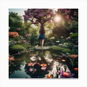 Girl In A Garden 10 Canvas Print