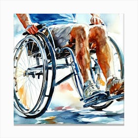 Man In A Wheelchair Watercolor Canvas Print