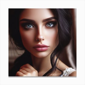 Beautiful Woman With Blue Eyes 1 Canvas Print