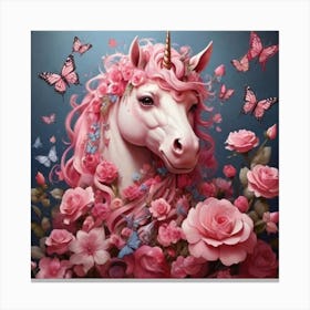 Unicorn With Butterflies Canvas Print