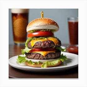 Burger And Beer Canvas Print