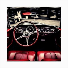 Lifestyle Detail Style Restored Automobile Red Shiny Part Vintage Antique Roadster Inside (6) Canvas Print