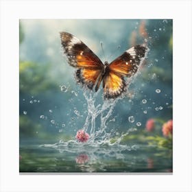 Butterfly Splashing Water Canvas Print