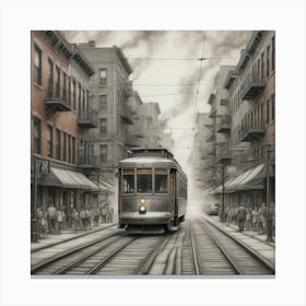 Streetcar On The Tracks art Canvas Print