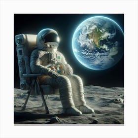Astronaut On The Moon 8 Canvas Print