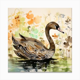 Swan In Water 4 Canvas Print