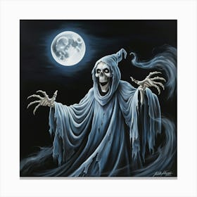 Skeleton In The Moonlight 1 Canvas Print