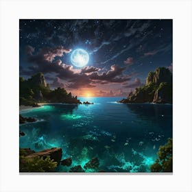 Moonlight Over The Ocean 1 Canvas Print