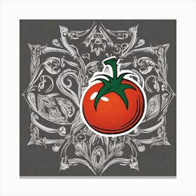 Tomato On A Black Background Canvas Print