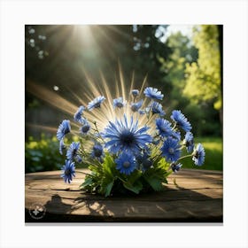 Blue Gerberas Canvas Print