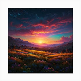 Sunset In The Meadow 9 Canvas Print