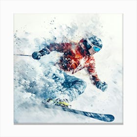 Skier In The Snow 2 Canvas Print