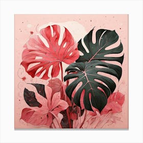 Pink And Red Plant Illustration Monstered Thai Cons tell 5 Canvas Print