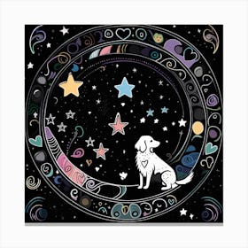 Dog In A Circle boho astrology Canvas Print