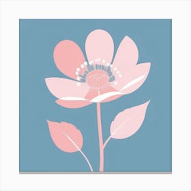 A White And Pink Flower In Minimalist Style Square Composition 375 Canvas Print