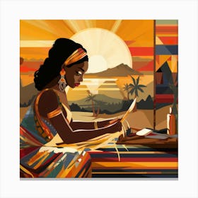 African Woman Writing Canvas Print