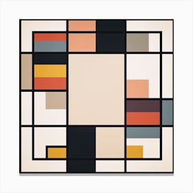 Abstract Retro Revival: Geometric Symmetry in Mid Century Hues Canvas Print