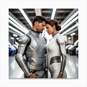 Futuristic Couple In Futuristic Suit 2 Canvas Print