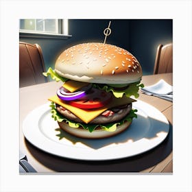 Hamburger On A Plate 27 Canvas Print