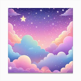 Sky With Twinkling Stars In Pastel Colors Square Composition 157 Canvas Print