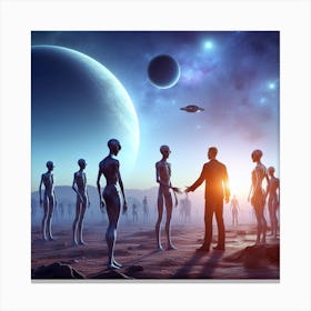 Human Meets Aliens Canvas Print