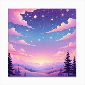 Sky With Twinkling Stars In Pastel Colors Square Composition 174 Canvas Print
