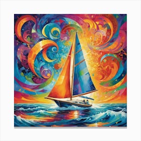 Sailboat In The Ocean 1 Canvas Print