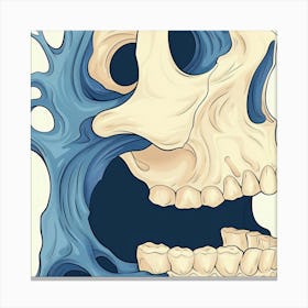 Skull With Blue Water Canvas Print