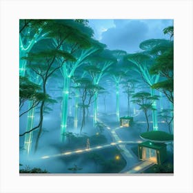 Futuristic Cloudy Forest Canvas Print