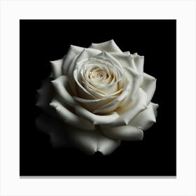 White Rose On Black Background Canvas Print