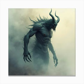 Demon Creature In A Foreboding Watercolor Fog 1 Canvas Print