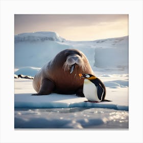 Walrus And Penguin 1 Canvas Print