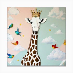 Giraffe With Crown Canvas Print