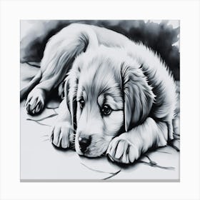 Puppy Painting Canvas Print