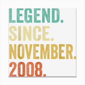 14 Year Old Legend Since November 2008 14th Birthday Boy 1 Canvas Print