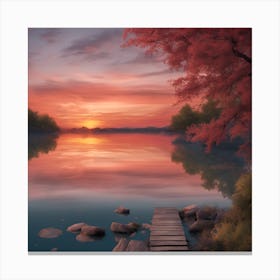 Sunset By The Lake Canvas Print