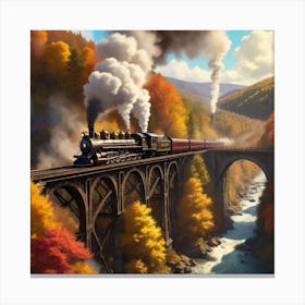 Albedobase Xl 1800s Steam Train Going In High Speed Over A Bri 0 Canvas Print
