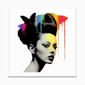 Rainbow Woman With Butterfly Canvas Print