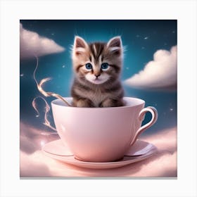Kitten In A Teacup 1 Canvas Print