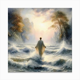 Jesus In The Waves Canvas Print