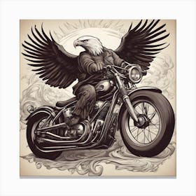 Eagle On A Motorcycle 3 Canvas Print