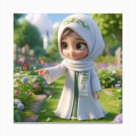 Muslim Girl With Butterfly 3 Canvas Print