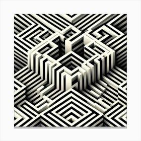 Abstract Black And White Maze 1 Canvas Print