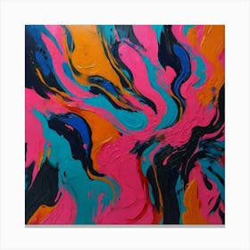 Hand Painted Acrylic Neon Abstract Surreal Style Canvas Print