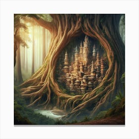 Fantasy Tree House In The Forest Canvas Print