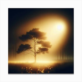 Lone Tree In The Fog 1 Canvas Print